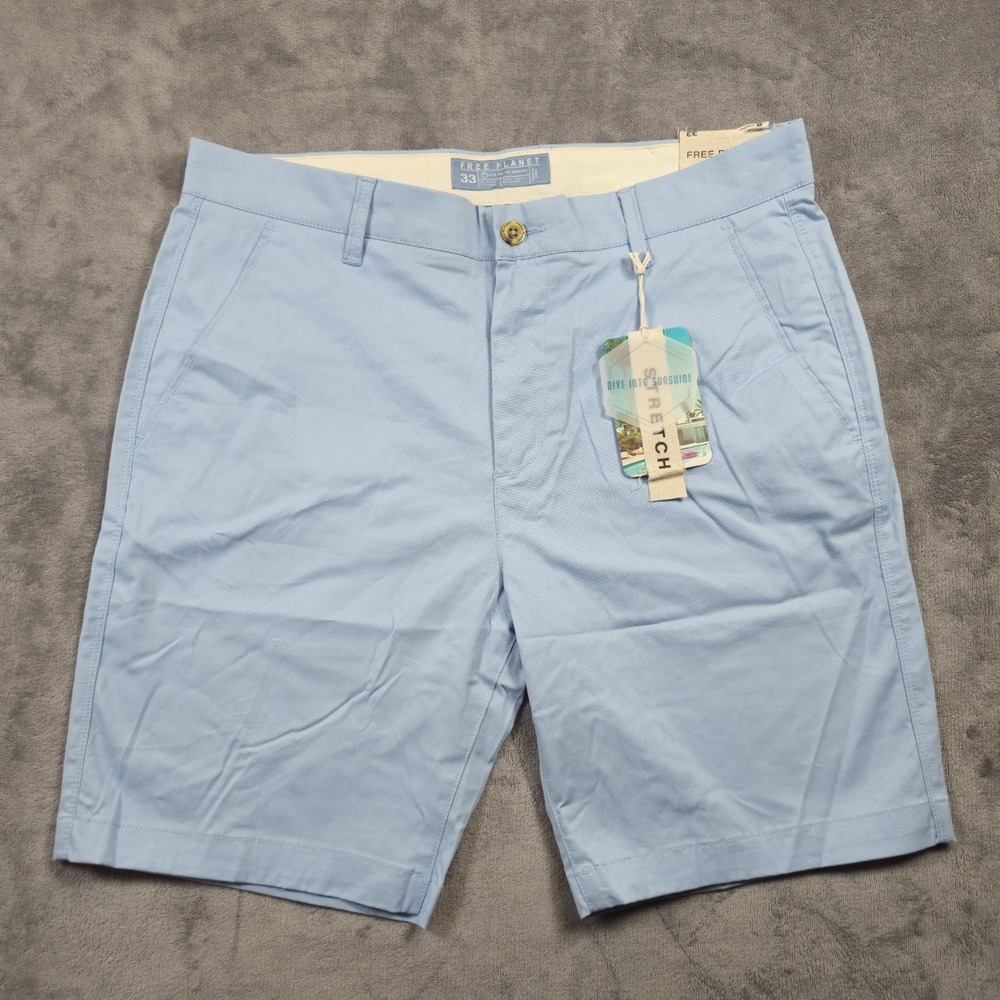 Free Planet Shorts Men's 33 Powder Blue NWT 9" Inseam Stretch Chino Flat Front